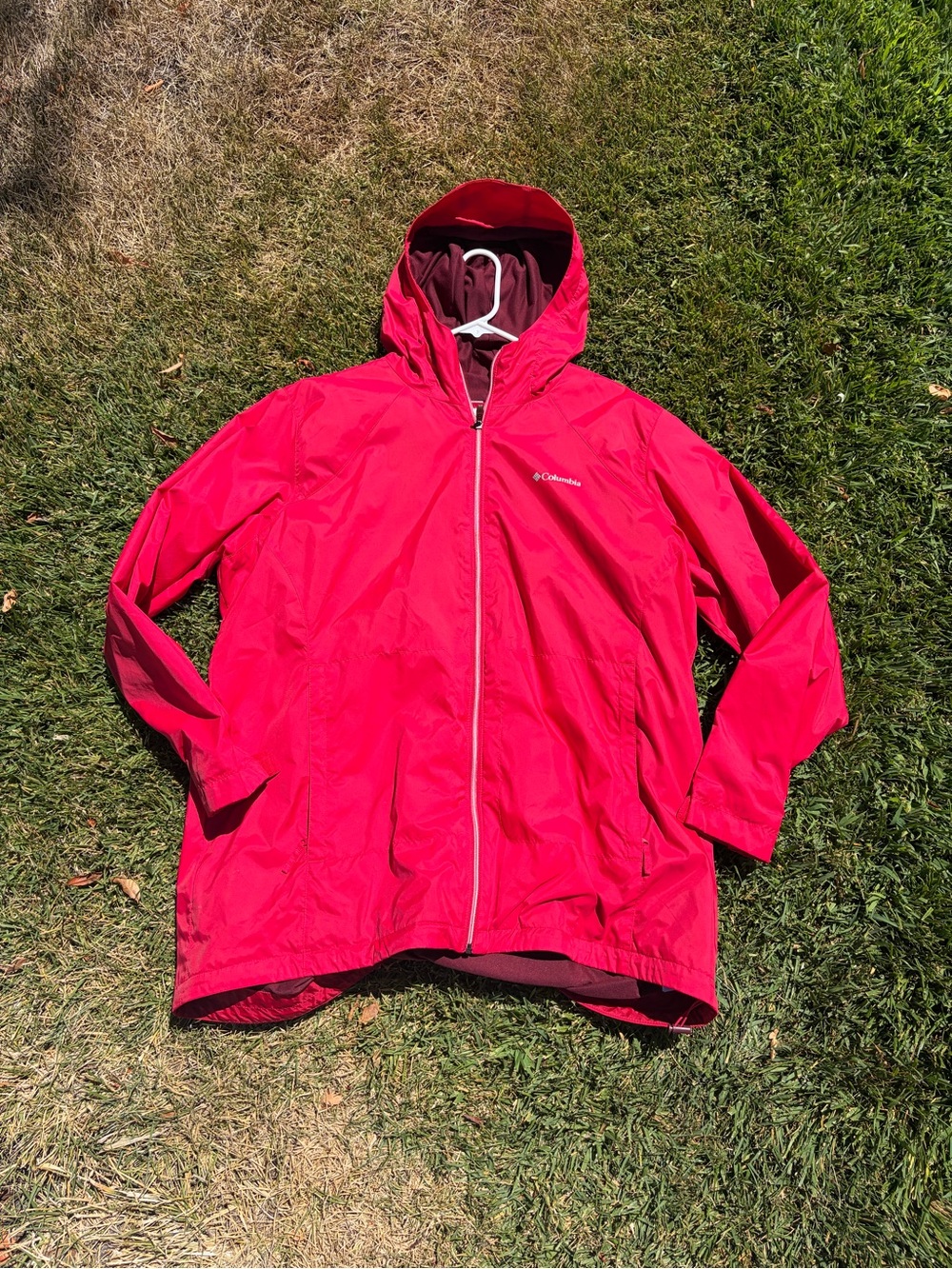 Columbia Bright Red Hooded Raincoat
